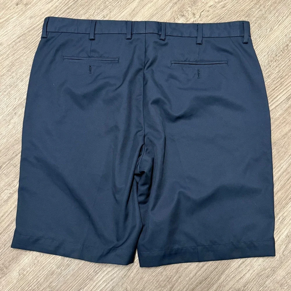 Greg Norman Mens Navy Blue Golf Shorts Size 40 Performance Flat Front Shark Logo